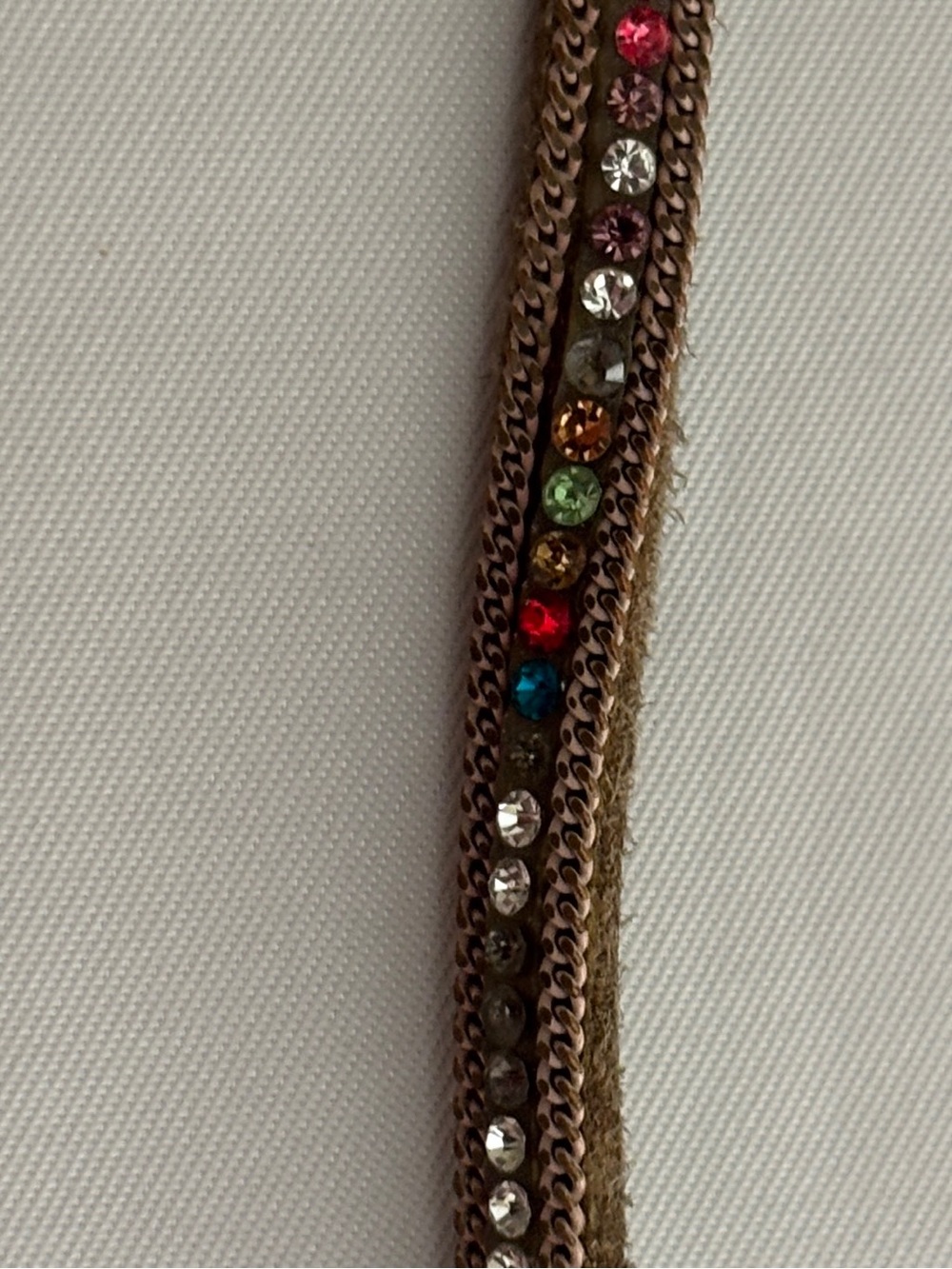 Rainbow Rhinestone Choker on Leather w/ Magnet Closure